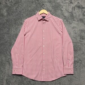 Mizzen Main Shirt Mens M Trim Fit Leeward Pink Gingham Check Performance Stretch